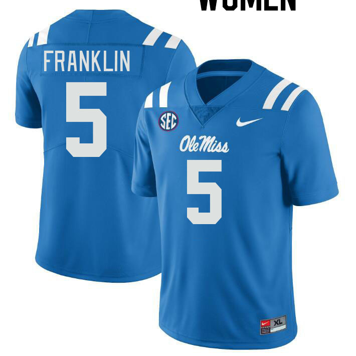 Women #5 Zakhari Franklin Ole Miss Rebels College Football Jerseyes Stitched Sale-Powder Blue